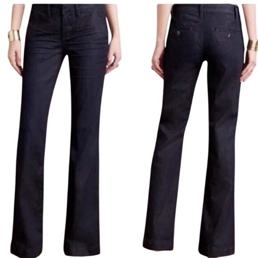 Pilcro Flare / Wide Leg Jeans denim pants sz 26 dark blue rinse Anthropologie